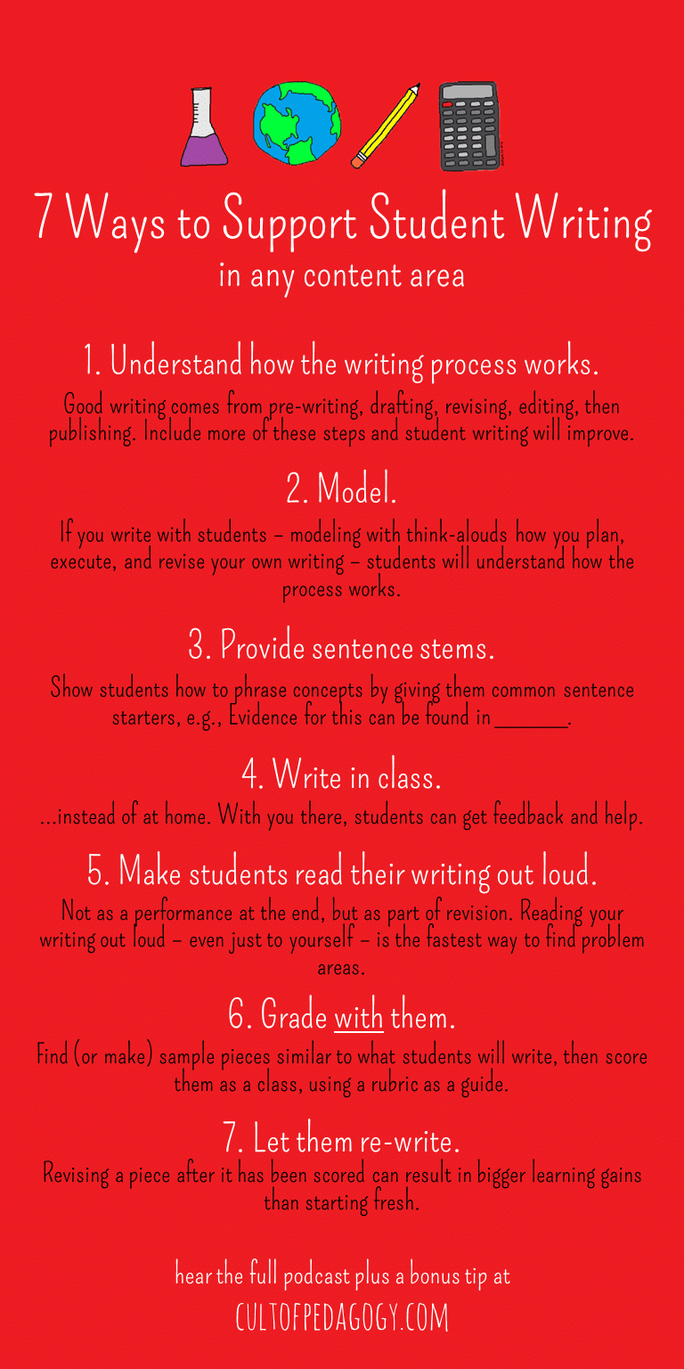 7 Easy Ways to Support Student Writing in Any Content Area Cult of