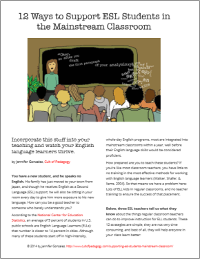 Download a PDF of “12 Ways to Support ESL Students in the Mainstream ...