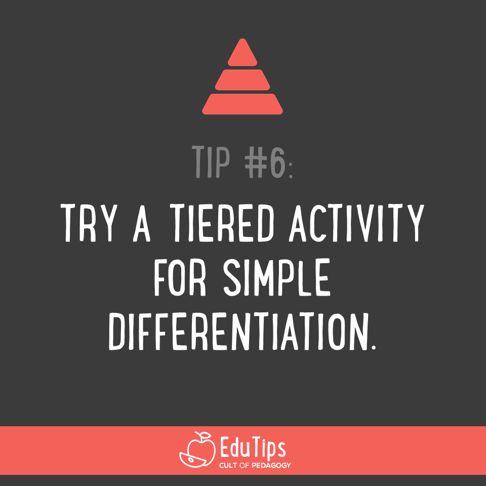 tiered activity examples