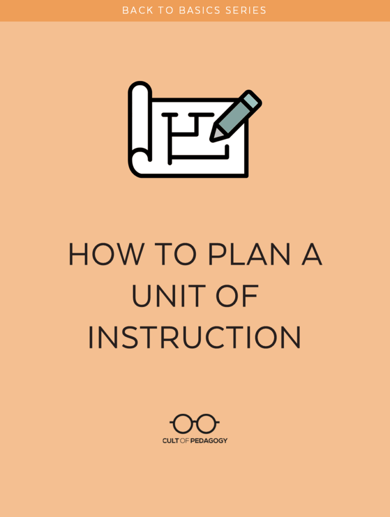 A five-column chart with headings containing five instructional goals for a cooking unit